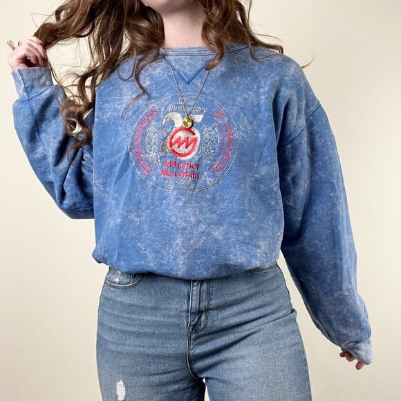 Vintage Ski Sweatshirt Whistler Mountain Graphic Embroidered Oversized Sweater - Picture 3 of 8